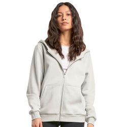 Sweat à capuche femme ample duveteux zippé, zip métal, 330 g/m²