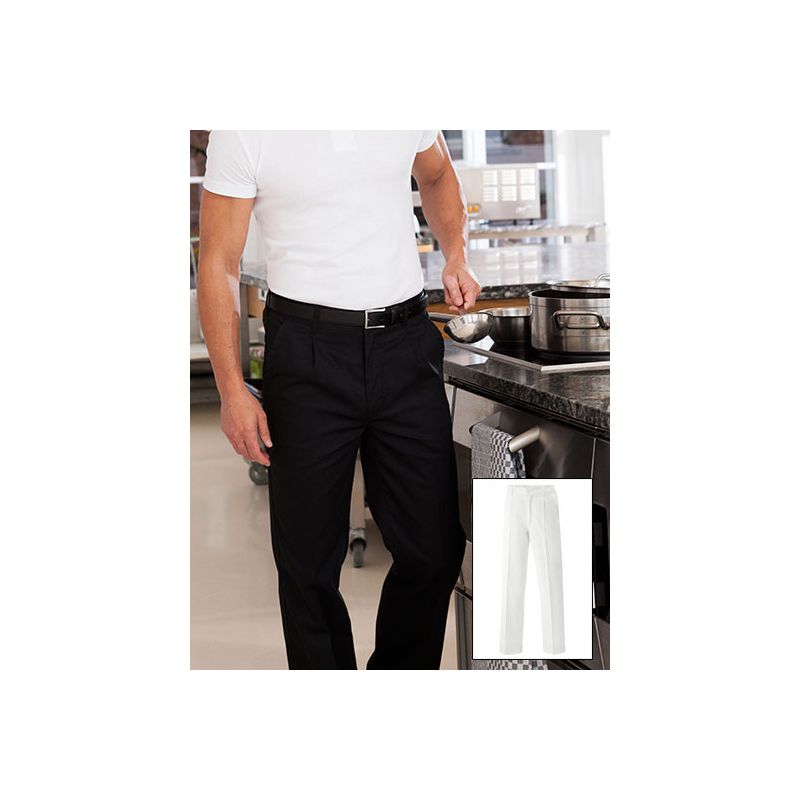 Pantalon chef polyester et coton, taille élastique, 220 g/m²