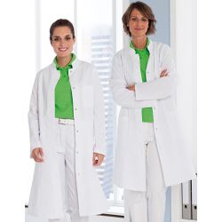 Veste femme polyester et coton, boutonnage asymétrique, manches 3/4, 215 g/m²