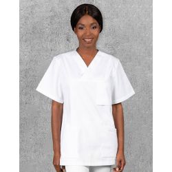 Kasack unisexe soft touch polyester et viscose, col V, 170 g/m²