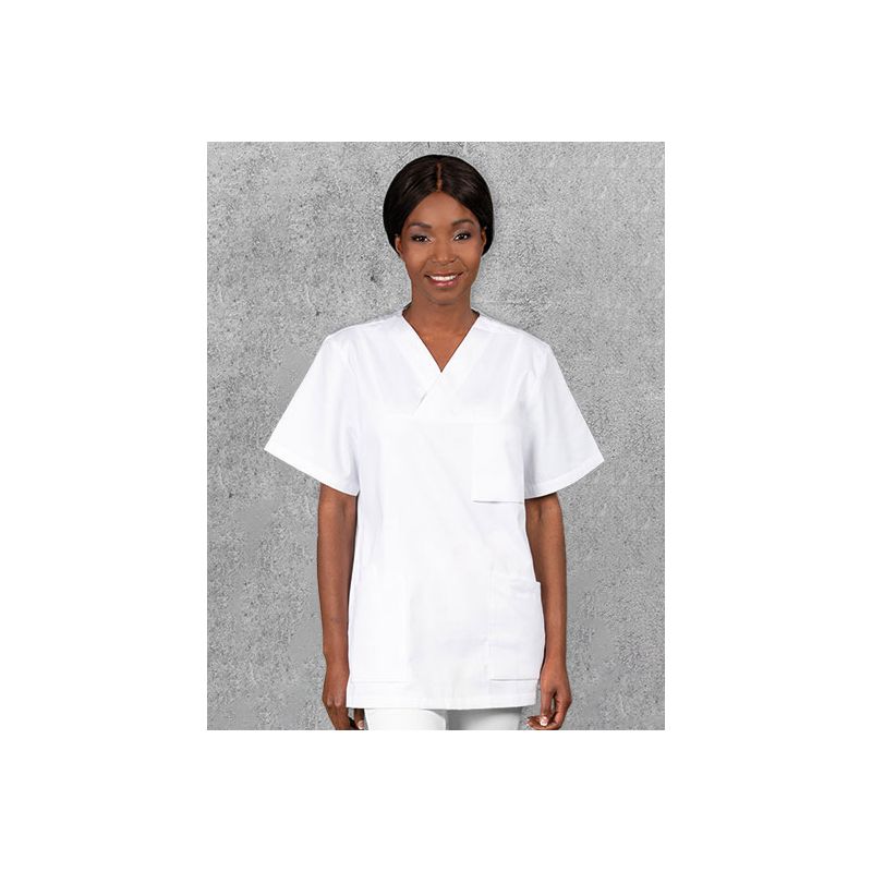 Kasack unisexe soft touch polyester et viscose, col V, 170 g/m²