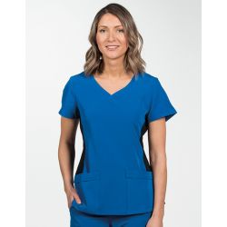 Kasack X-Top femme polyester et coton, col cache-cœur, manches courtes, 215 g/m²