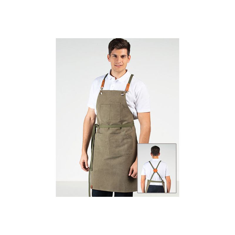 Tablier unisexe polyester et coton avec 3 poches, 77 x 56 cm, 230 g/m²