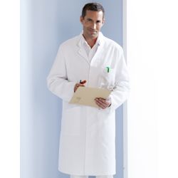 Veste homme polyester et coton, boutonnage sous patte, manches longues, 215 g/m²