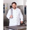 Veste de chef polyester et coton double boutonnage, manches longues, 220 g/m²