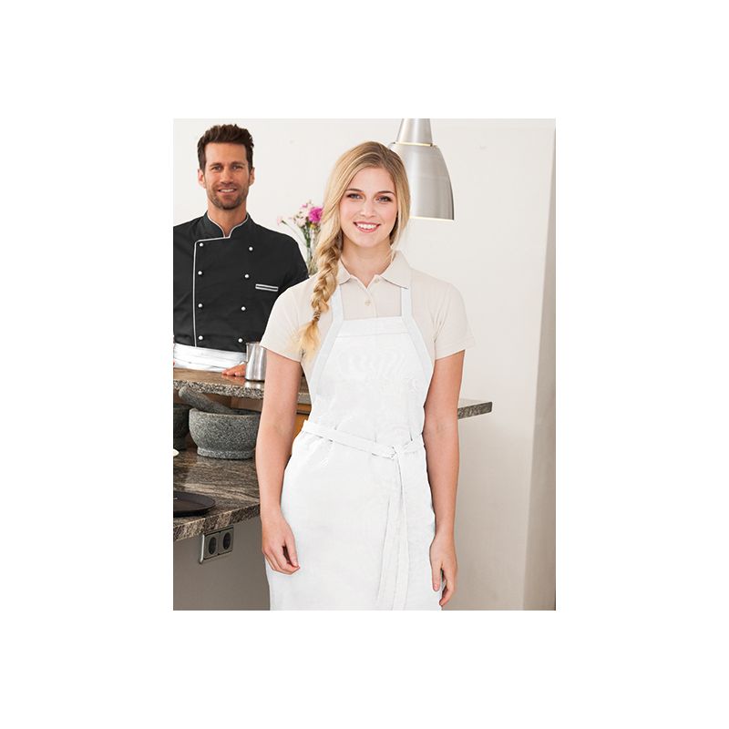 Tablier à bavette basic polyester, attache tour de cou, 75 x 90 cm, 155 g/m²
