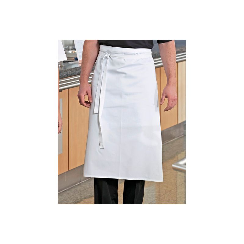 Tablier bistrot polyester et coton avec lien tissu, 100 x 80 cm, 220 g/m²