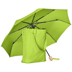 Parapluie de poche FARE écoresponsable, coupe-vent, poignée bois, 98 cm