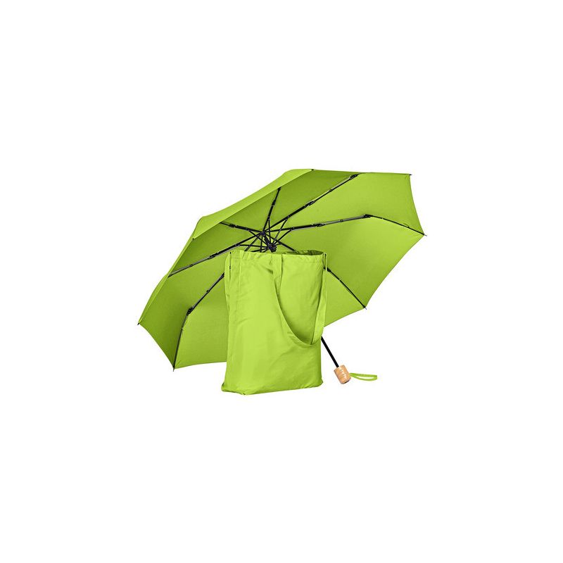 Parapluie de poche FARE écoresponsable, coupe-vent, poignée bois, 98 cm