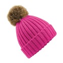 Bonnet Beanie épais et ultra doux avec pompon en fourrure
