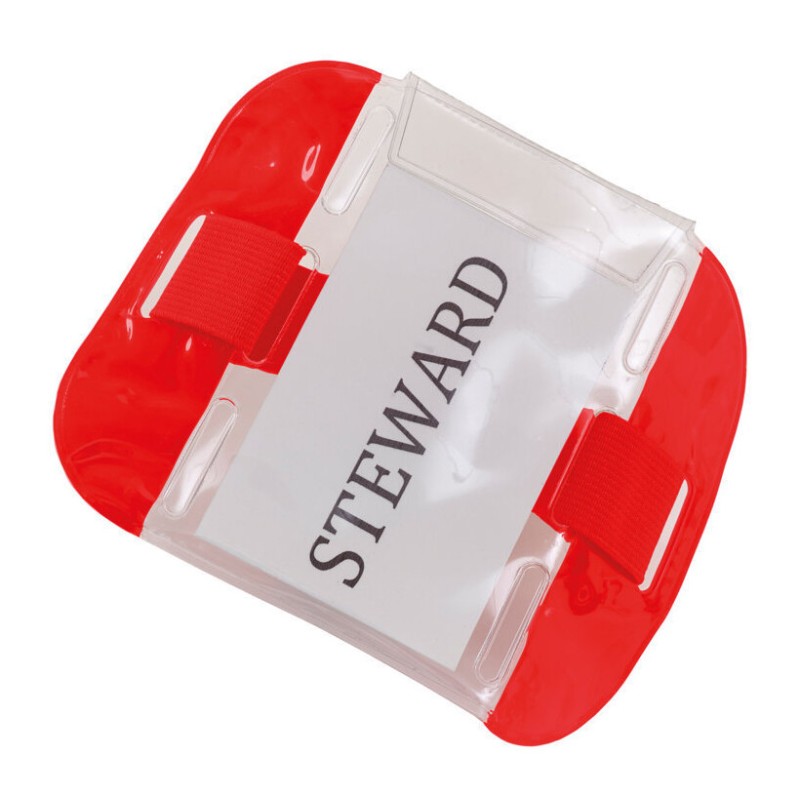 Brassard PVC avec ouverture pour étiquette, cordon de serrage