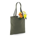 Tote bag, sac shopping coton vierge vert olive, 140 g/m²