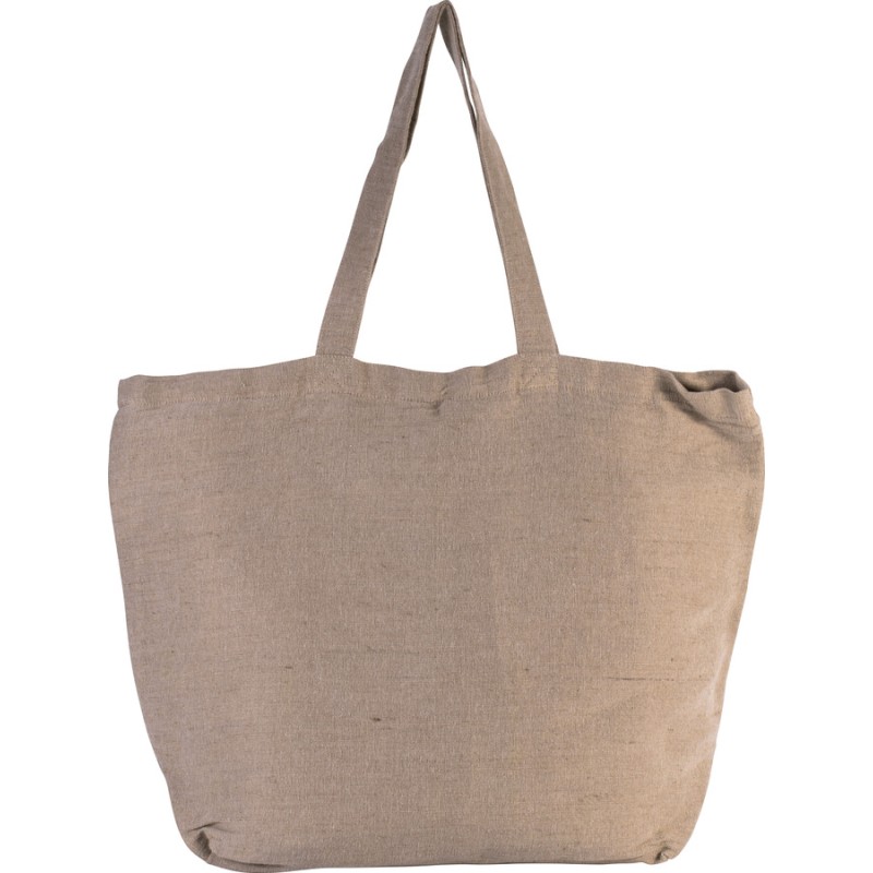 Grand sac shopping en juco uni, anses longues, 300 g/m²