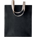 Sac en toile de jute avec fil tissé-teint, anses longues en coton