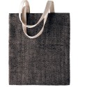 Sac en toile de jute avec fil tissé-teint, anses longues en coton