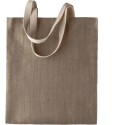 Sac en toile de jute avec fil tissé-teint, anses longues en coton