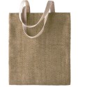 Sac en toile de jute avec fil tissé-teint, anses longues en coton