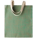Sac en toile de jute avec fil tissé-teint, anses longues en coton