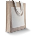 Sac shopping en toile de jute, poche extérieure en coton