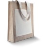 Sac shopping en toile de jute, poche extérieure en coton