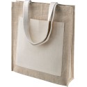 Sac shopping en toile de jute, poche extérieure en coton