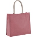 Grand sac shopping en toile de jute teinte, fermeture par scratch