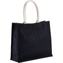 Grand sac shopping en toile de jute teinte, fermeture par scratch