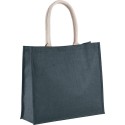 Grand sac shopping en toile de jute teinte, fermeture par scratch