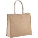 Grand sac shopping en toile de jute teinte, fermeture par scratch