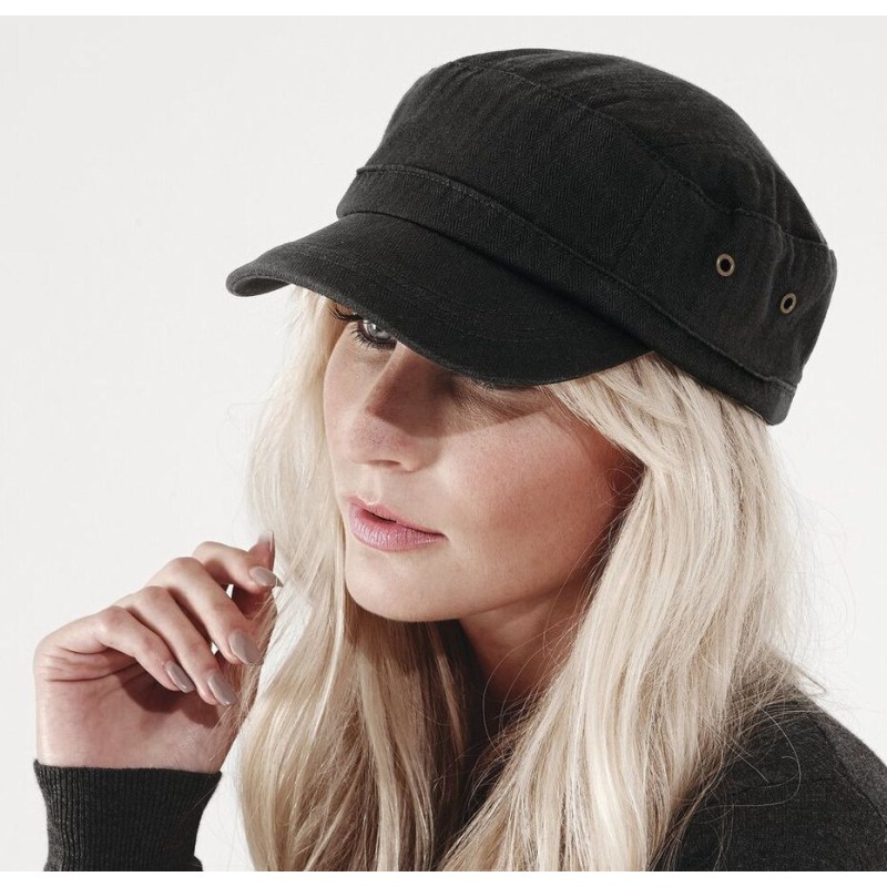 Casquette armée vintage en coton lourd délavé
