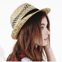 Chapeau de paille d'été type Borsalino, fait à la main pas cher