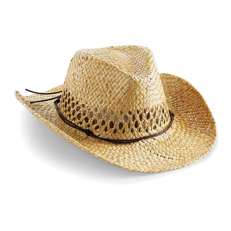 Chapeau de cowboy en paille naturelle