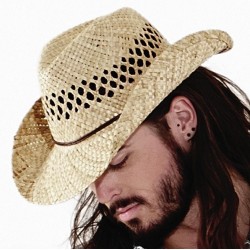 Chapeau de cowboy en paille naturelle