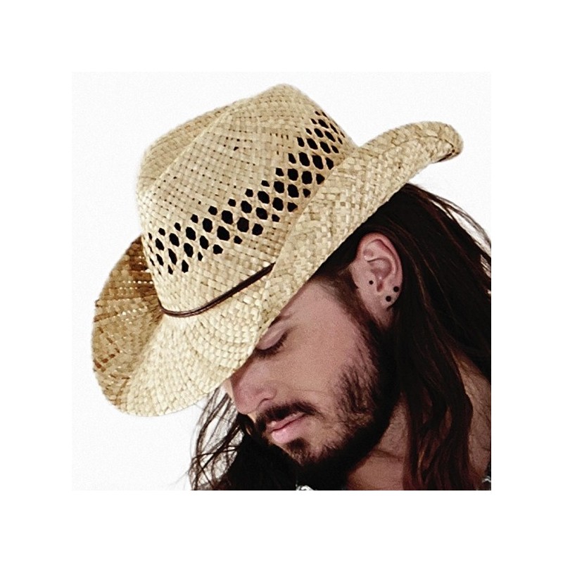 Chapeau de cowboy en paille naturelle