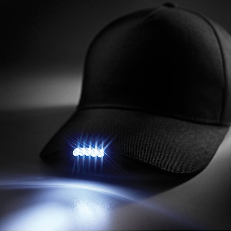 Casquette avec éclairage LED en continu ou flash