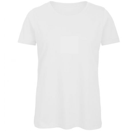 T-shirt femme col rond sans étiquette, coton bio ringspun, 140 g/m²
