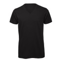 T-shirt homme col V sans étiquette, coton bio ringspun, 140 g/m²