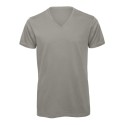 T-shirt homme col V sans étiquette, coton bio ringspun, 140 g/m²