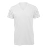 T-shirt homme col V sans étiquette, coton bio ringspun, 140 g/m²