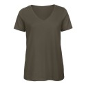 T-shirt femme col V sans étiquette, coton bio ringspun, 140 g/m²