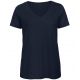 T-shirt femme col V sans étiquette, coton bio ringspun, 140 g/m²