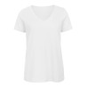 T-shirt femme col V sans étiquette, coton bio ringspun, 140 g/m²