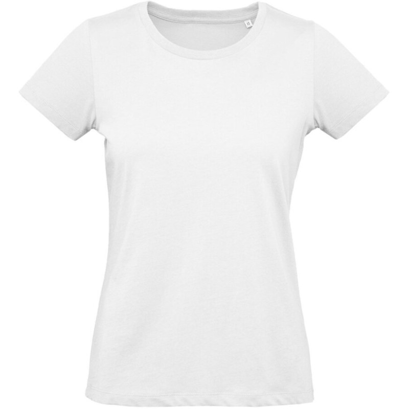 T-shirt femme épais col rond sans étiquette, coton bio ringspun, 175 g/m²