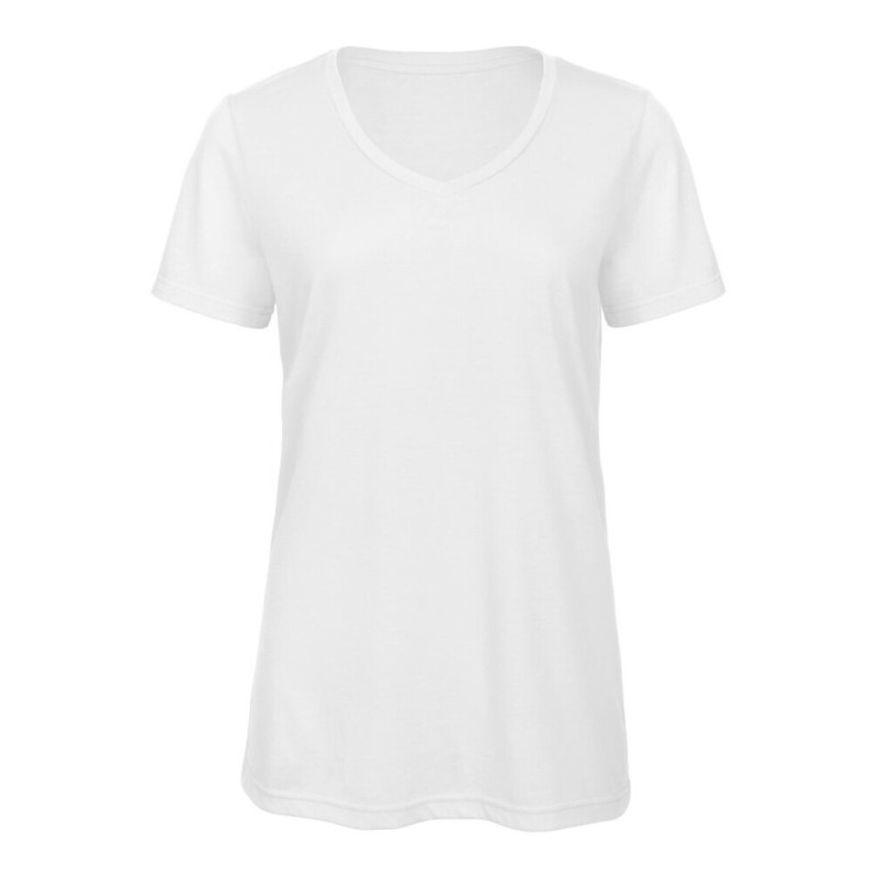 T-shirt femme col V tri-blend doux et respirant, 130 g/m²