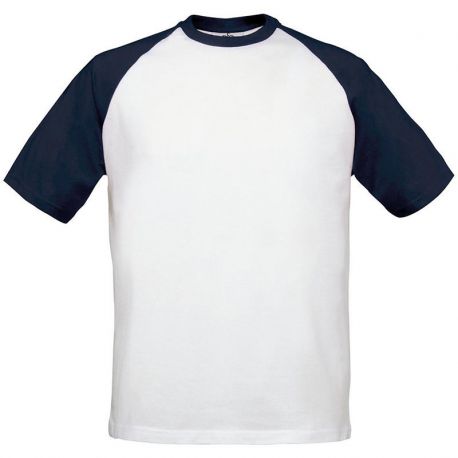 T-shirt baseball coton bicolore, manches courtes, 185 g/m²
