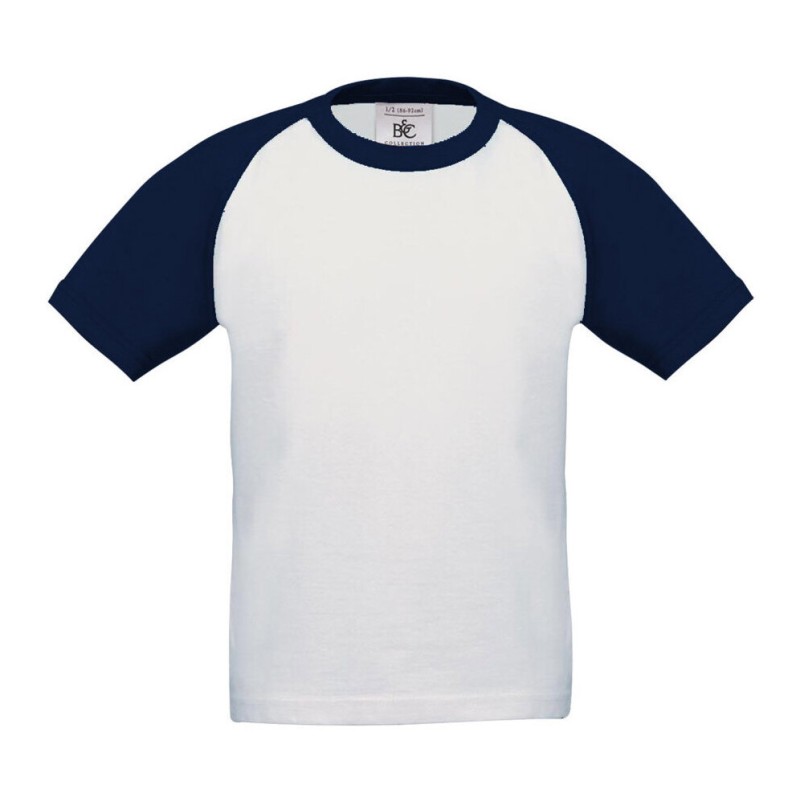 T-shirt baseball enfant bicolore, manches courtes, 185 g/m²