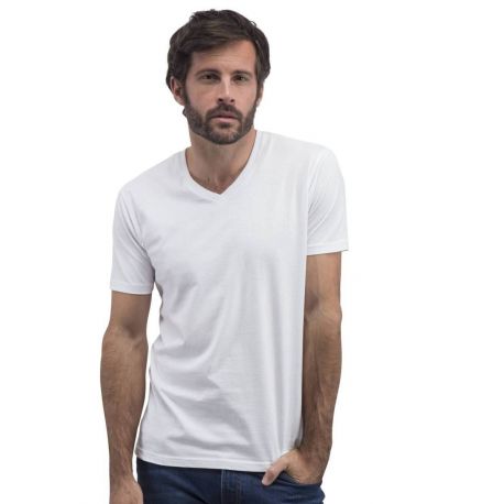 T-shirt sans étiquette, sans marque homme col V en coton, 160 g/m²