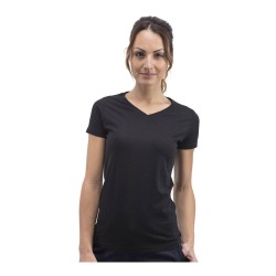 T-shirt sans étiquette, sans marque femme col V en coton, 160 g/m²