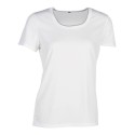 T-shirt respirant sans étiquette femme col rond en polyester, 130 g/m²