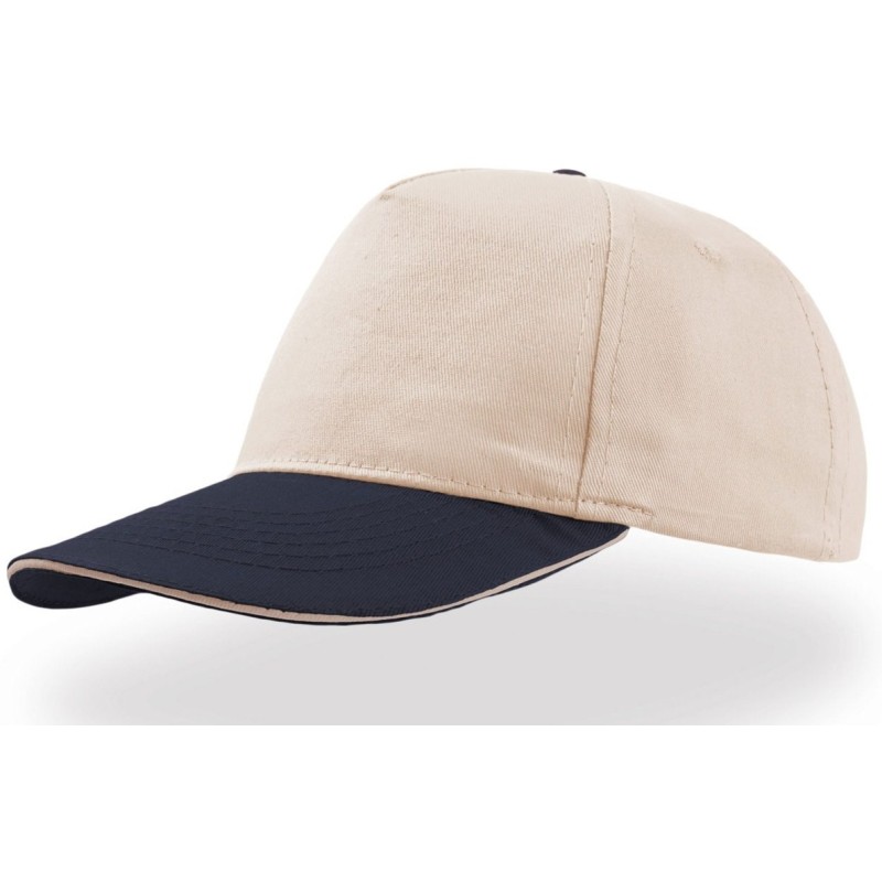 Casquette 5 panneaux en coton avec liseré sur la visière, 160 g/m²